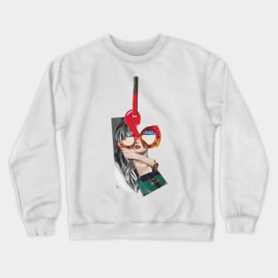 Long Hair Sunglasses Girl Crewneck Sweatshirt